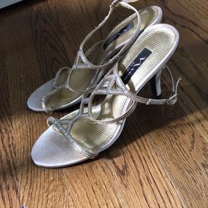 Nina gold strappy heels excellent worn condition